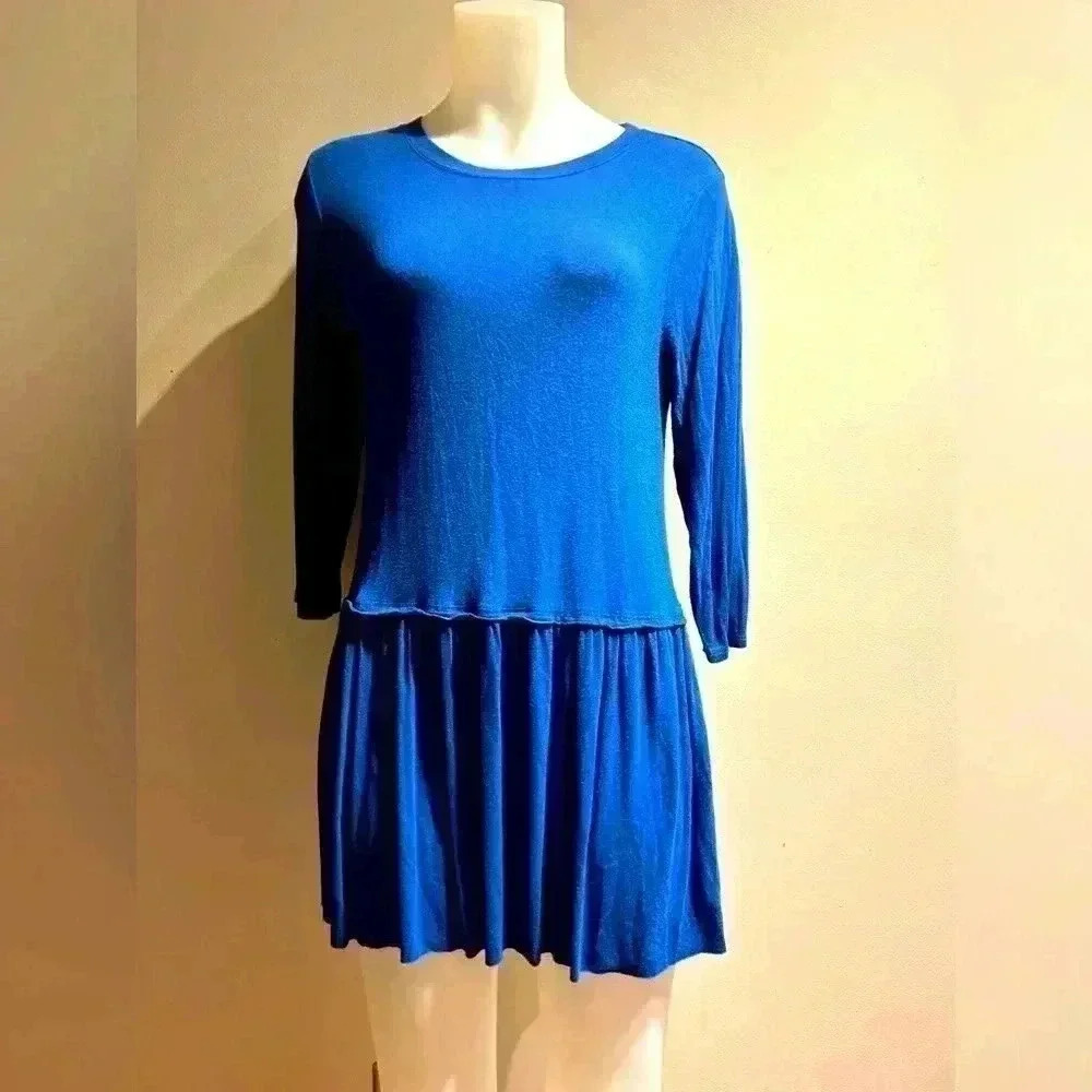 Zenana royal blue mini dress or long tunic, 3/4 sleeves, women’s sz M